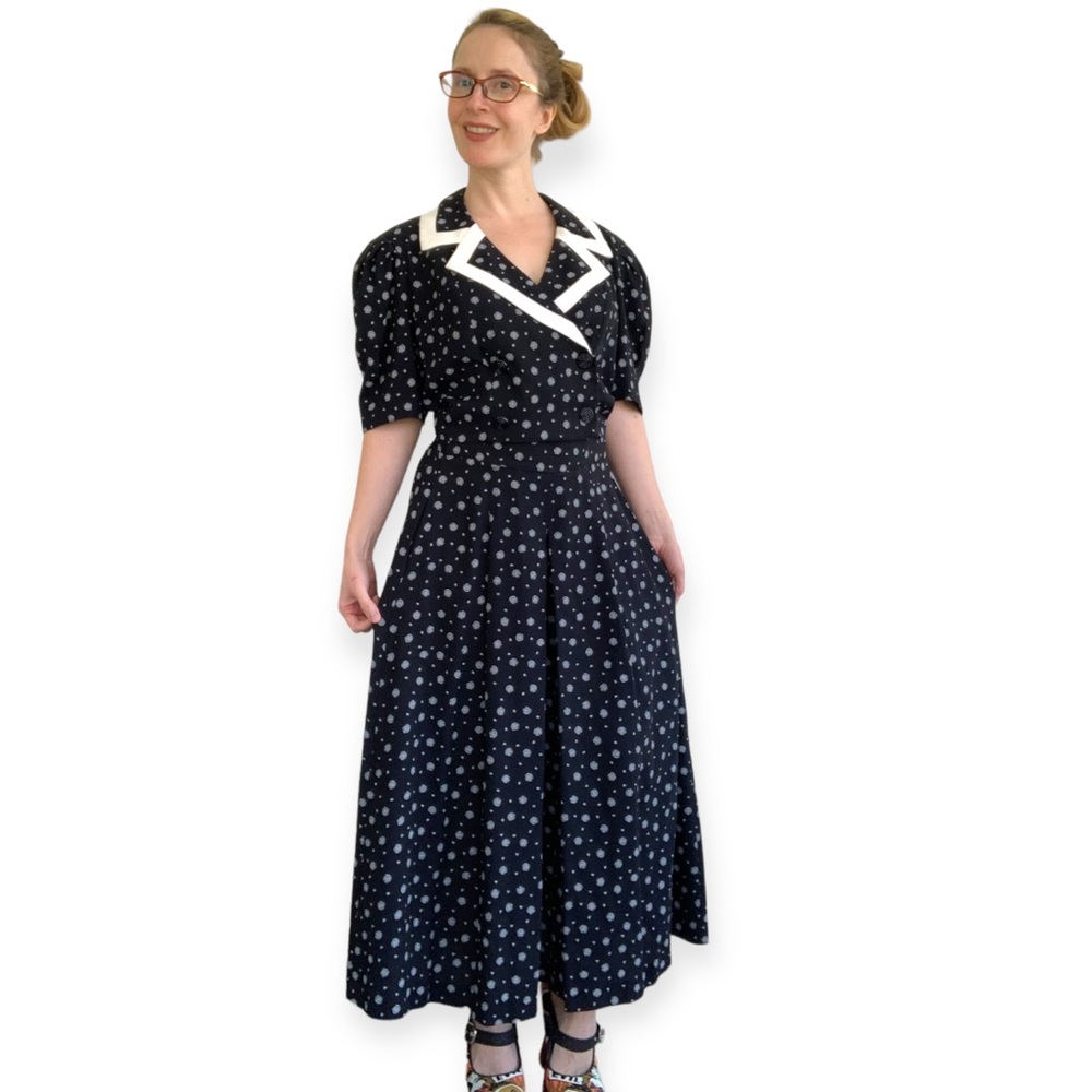 Gaucho Pant Outfit 80s Skirt Set S Puff Sleeve Cropped Blouse